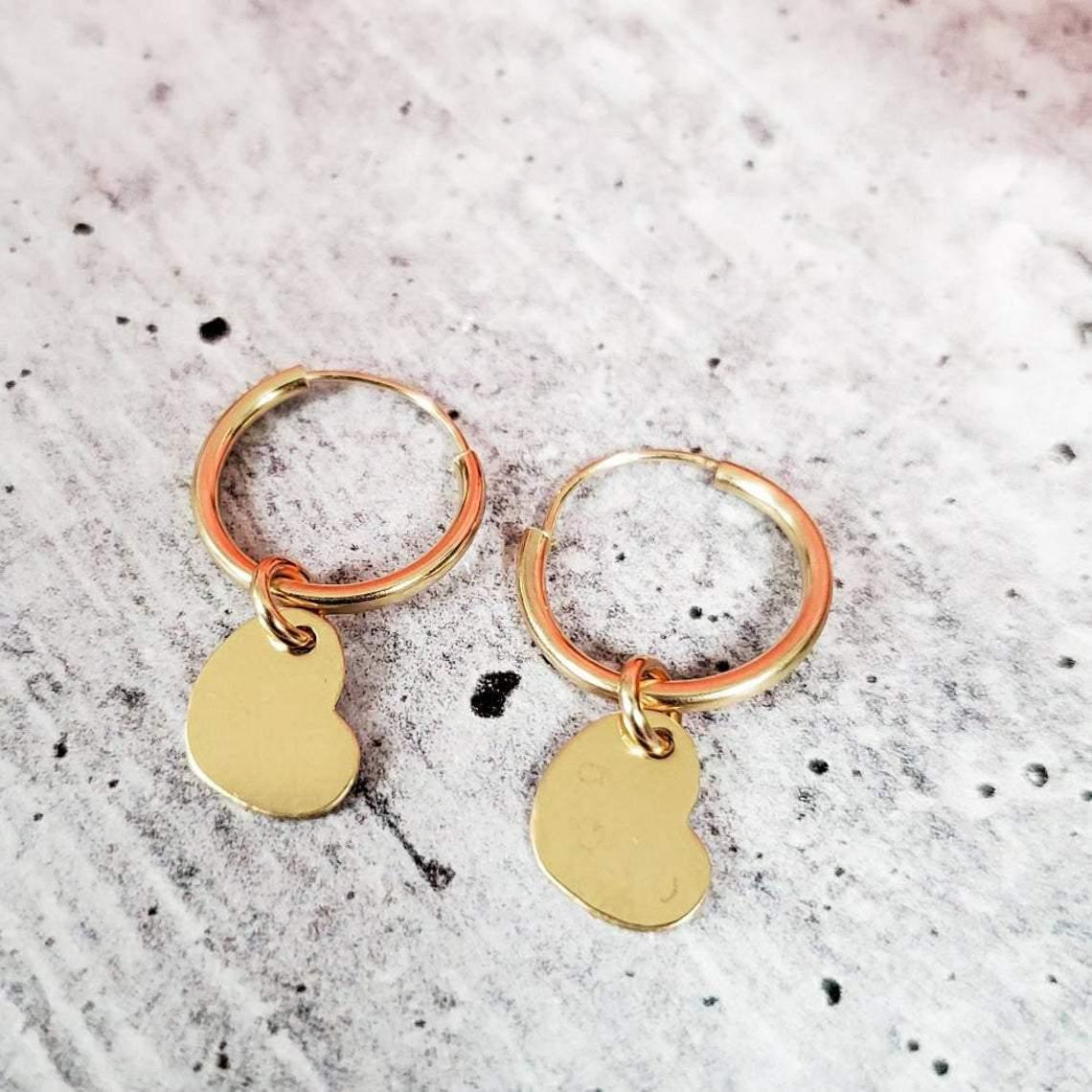 14K Gold Initial Endless Hoop Earrings