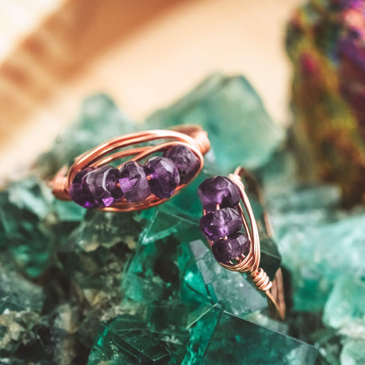 Amethyst Crystal Wire Ring
