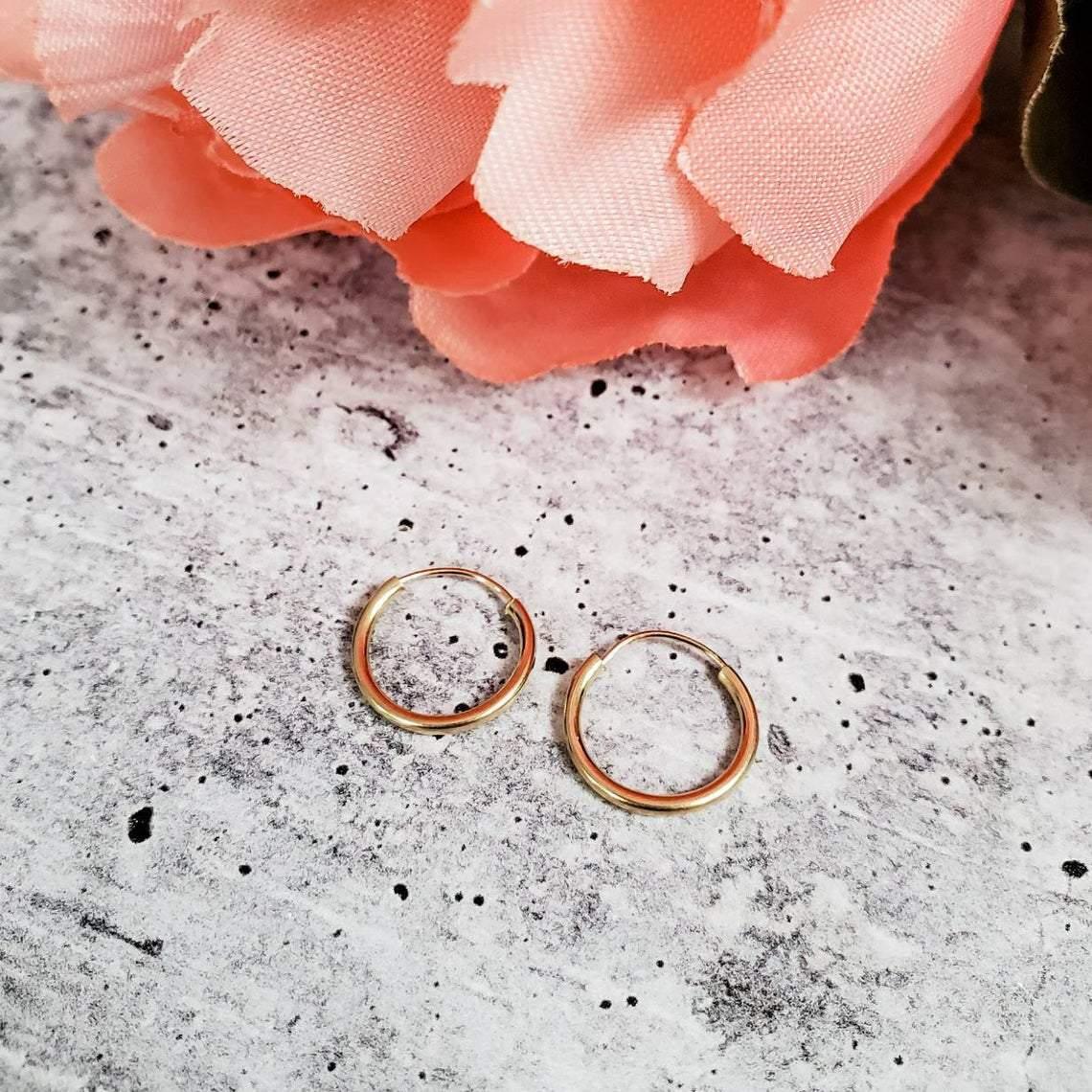 14K Gold Initial Endless Hoop Earrings