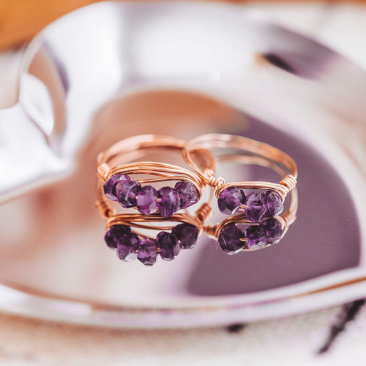 Amethyst Crystal Wire Ring